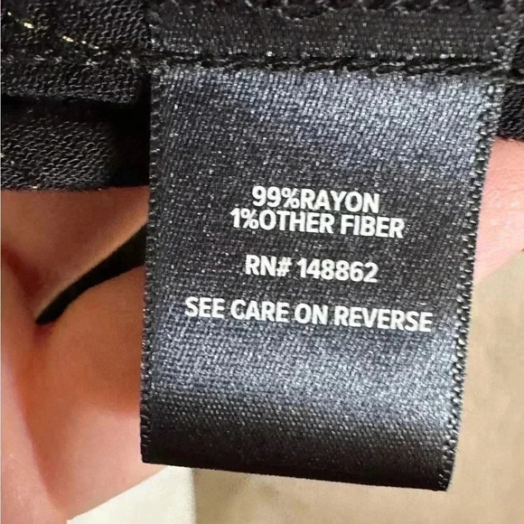 Never Worn Black Torrid Cinch Waist Top with Flutter Sleeves and Gold Stripes - Picture 6 of 7